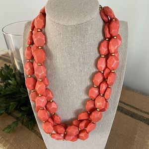 Premier Designs Coral Chunky Faceted beaded statement necklace - Retired